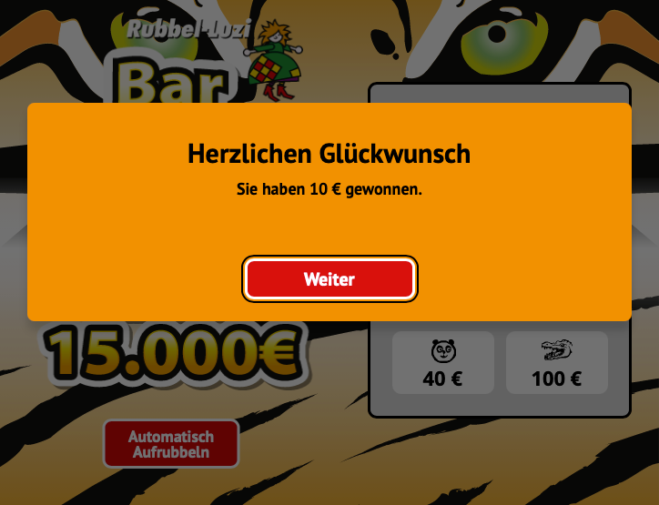 Gewinnmitteilung f&uuml;r das Los