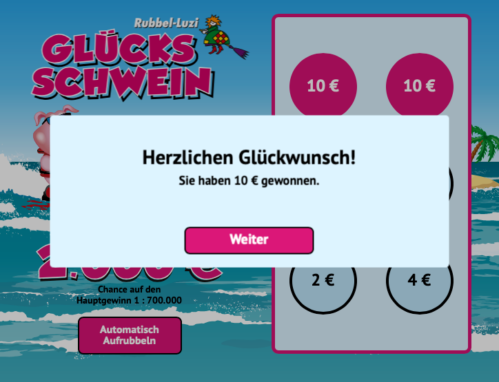 Glücksschwein - Gewinninfo