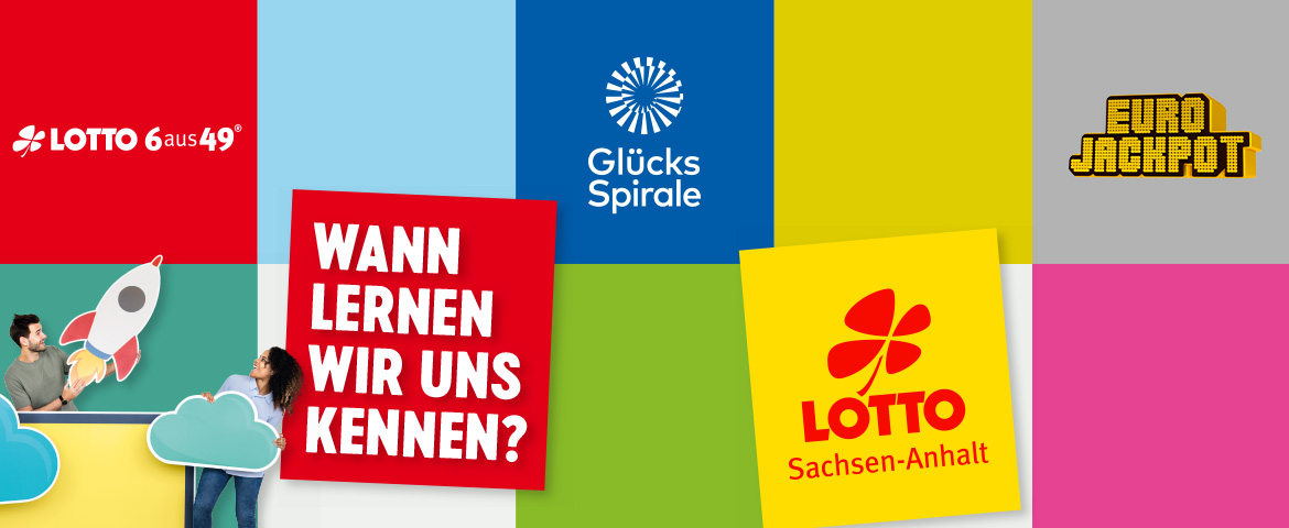 rote Teasergrafik mit Lottokugeln und dem Schriftzug Komm in unser Team