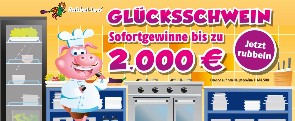 Rubbellos Gl&uuml;cksschwein online rubbeln