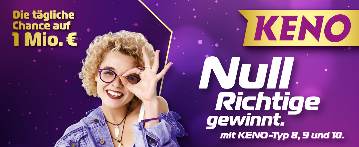 Darstellung junge Frau, die mit ihrer Hand die Ziffer 0 formt. Denn bei KENO kann man mit 0 Richtige mit dem KENO-Typ 8,9 und 10 gewinnen.