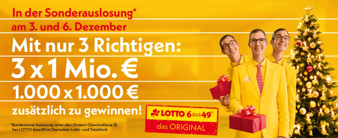Werbebanner zur Nikolaus-Sonderauslosung am 3. und 6. Dezember 2025