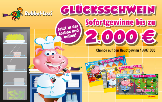 Gl&uuml;cksschwein Los- Gewinne bis 2000 Euro