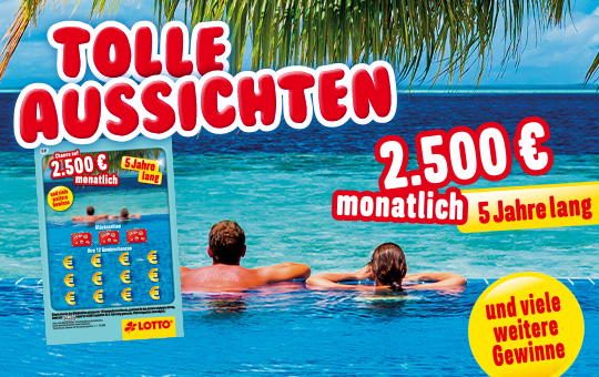 Rubbellos 2.500 € monatlich - 5 Jahre lang