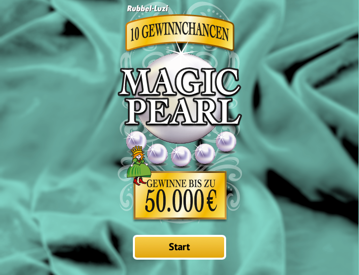 Abbildung des Startbildschirms zum Rubbelloses Magic Pearl